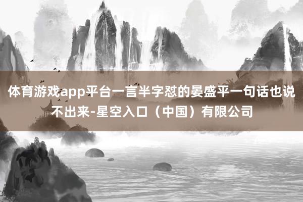 体育游戏app平台一言半字怼的晏盛平一句话也说不出来-星空入口(中国)有限公司