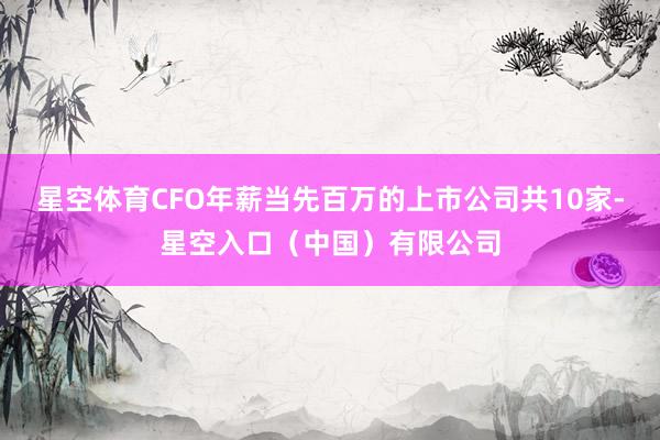 星空体育CFO年薪当先百万的上市公司共10家-星空入口(中国)有限公司