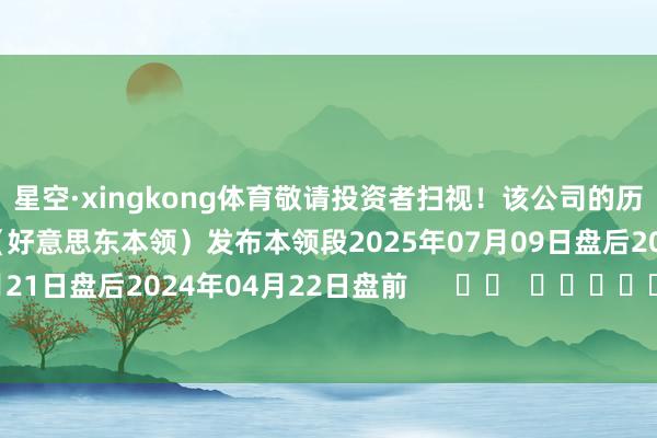 星空·xingkong体育敬请投资者扫视！该公司的历史财报清楚情况：日历（好意思东本领）发布本领段2025年07月09日盘后2025年04月21日盘后2024年04月22日盘前      		  					  -星空入口（中国）有限公司