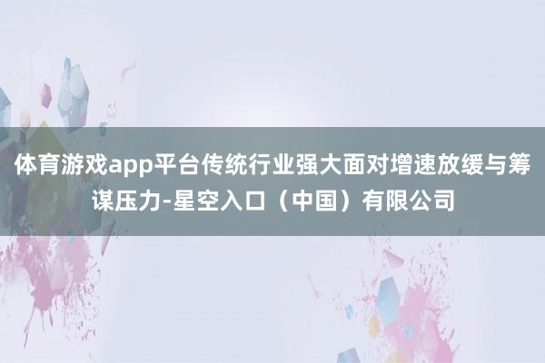 体育游戏app平台传统行业强大面对增速放缓与筹谋压力-星空入口（中国）有限公司